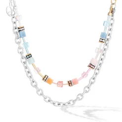COEUR DE LION Geocube® Halsketten-Geocube® Iconic Fusion Chain Halskette Aqua-Aprikose