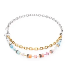COEUR DE LION Geocube® Halsketten-Geocube® Iconic Fusion Chain Halskette Aqua-Aprikose