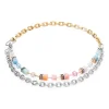 COEUR DE LION Lange Halsketten-Geocube® Iconic Fusion Chain Halskette Aqua-Aprikose