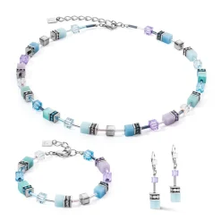 COEUR DE LION Geocube® Halsketten-Geocube® Iconic Halskette Aqua-Flieder