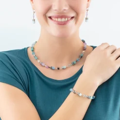COEUR DE LION Geocube® Halsketten-Geocube® Iconic Halskette Aqua-Flieder