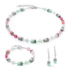 COEUR DE LION Geocube® Halsketten-Geocube® Iconic Halskette Grün-Rosa