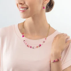 COEUR DE LION Geocube® Tone&In&Tone-Geocube® Iconic Kettenarmband Gold-Magenta