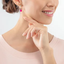 COEUR DE LION Geocube® Ohrringe-Geocube® Iconic Kettenohrringe Gold-Magenta