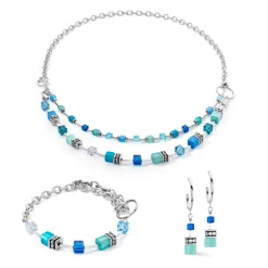 COEUR DE LION Ohrstecker-Geocube® Iconic Layer Chain Hoops Ocean Vibes
