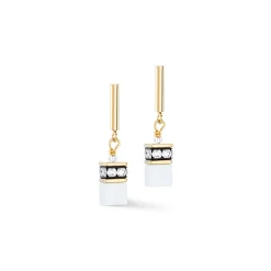 COEUR DE LION Ohrstecker-Geocube® Iconic Layer Ohrringe Gold-Weiß