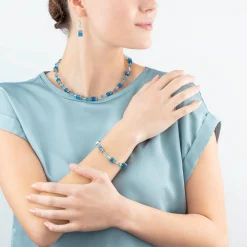 COEUR DE LION Ohrhänger-Geocube® Iconic Mono Gold Ohrringe Türkis