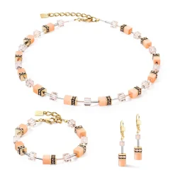 COEUR DE LION Geocube® Halsketten-Geocube® Iconic Mono Gold Ohrringe Apricot Crush