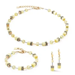 COEUR DE LION Geocube® Halsketten-Geocube® Iconic Mono Gold Ohrringe Gelb