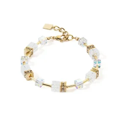COEUR DE LION Geocube® Echtstein-Geocube® Iconic Nature Armband Gold Weiß