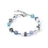 COEUR DE LION Echter Stein-Geocube® Iconic Nature Armband Blau Weiß