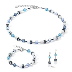 COEUR DE LION Echter Stein-Geocube® Iconic Nature Armband Blau Weiß