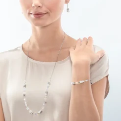 COEUR DE LION Hochzeit-Geocube® Iconic Nature Chain Halskette Weiß