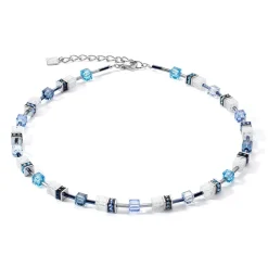 COEUR DE LION Geocube® Echtstein-Geocube® Iconic Nature Halskette Blau Weiß