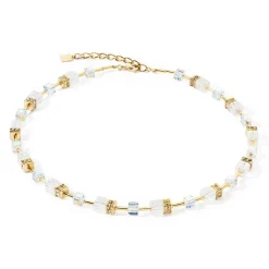 COEUR DE LION Geocube® Echtstein-Geocube® Iconic Nature Halskette Gold Weiß