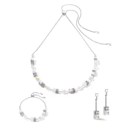 COEUR DE LION Hochzeit-Geocube® Iconic Nature Kettenohrringe Weiß