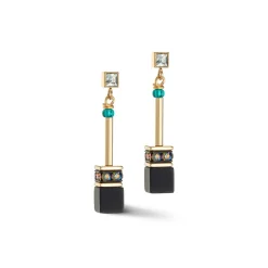 COEUR DE LION Echter Stein-Geocube® Iconic Nature Kettenohrringe Schwarz Mehrfarbig