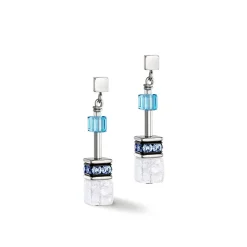 COEUR DE LION Ohrhänger-Geocube® Iconic Nature Ohrringe Blau Weiß