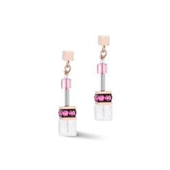 COEUR DE LION Ohrstecker-Geocube® Iconic Nature Ohrringe Rosa Weiß