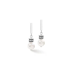COEUR DE LION Geocube® Ohrringe-Geocube® Iconic Pearl Mix Ohrringe Silber-Weiß