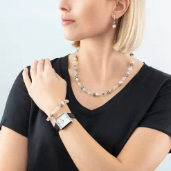 COEUR DE LION Geocube® Ohrringe-Geocube® Iconic Pearl Mix Ohrringe Silber-Weiß