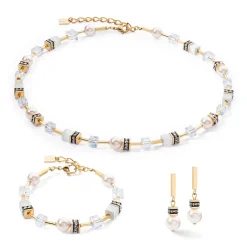 COEUR DE LION Geocube® Halsketten-Geocube® Iconic Pearl Mix Halskette Gold-Weiß
