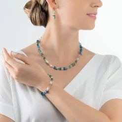COEUR DE LION Geocube® Echtstein-Geocube® Iconic Precious Armband Grün-Türkis