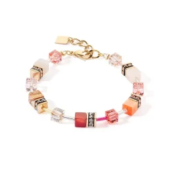 COEUR DE LION Echter Stein-Geocube® Iconic Precious Armband Rot-Beige