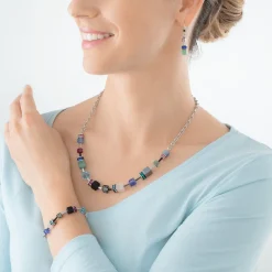COEUR DE LION Geocube® Echtstein-Geocube® Iconic Precious Chain Halskette Silber-Mehrfarbig