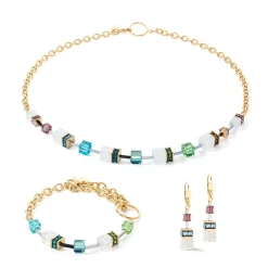 COEUR DE LION Geocube® Echtstein-Geocube® Iconic Precious Chain Ohrringe Gold-Mehrfarbig