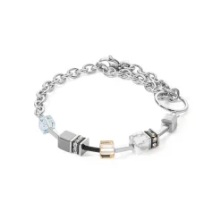 COEUR DE LION Geocube® Tone&In&Tone-Geocube® Iconic Precious Chain Armband Grau-Beige