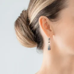 COEUR DE LION Geocube® Tone&In&Tone-Geocube® Iconic Precious Chain Ohrringe Grau-Beige