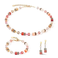COEUR DE LION Geocube® Tone&In&Tone-Geocube® Iconic Precious Halskette Rot-Beige