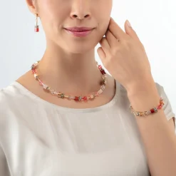 COEUR DE LION Geocube® Tone&In&Tone-Geocube® Iconic Precious Halskette Rot-Beige