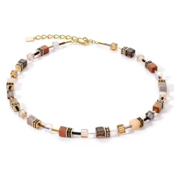 COEUR DE LION Echter Stein-Geocube® Iconic Precious Halskette Braun