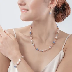 COEUR DE LION Echter Stein-Geocube® Iconic Precious Halskette Hellblau