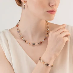 COEUR DE LION Geocube® Echtstein-Geocube® Iconic Precious Halskette Braun