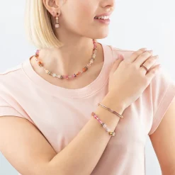 COEUR DE LION Ohrstecker-Geocube® Iconic Precious Ohrringe Rose-Orange