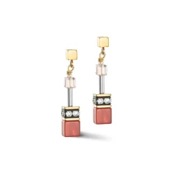 COEUR DE LION Geocube® Echtstein-Geocube® Iconic Precious Ohrringe Rot-Beige
