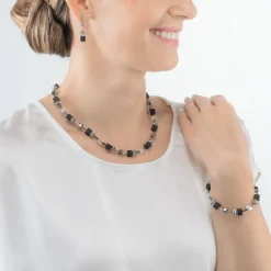COEUR DE LION Geocube® Echtstein-Geocube® Iconic Precious Onyx Halskette Kristall-Schwarz