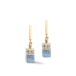 COEUR DE LION Echter Stein-Geocube® Iconic Precious Ohrringe Hellblau
