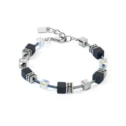 COEUR DE LION Echter Stein-Geocube® Iconic Precious Onyx Armband Kristall-Schwarz