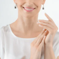 COEUR DE LION Echter Stein-Geocube® Iconic Precious Onyx Ohrringe Onyx Kristall-Schwarz