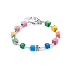 COEUR DE LION Echter Stein-Geocube® Iconic Pure Armband Regenbogen