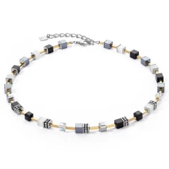 COEUR DE LION Echter Stein-Geocube® Iconic Pure Halskette Schwarz