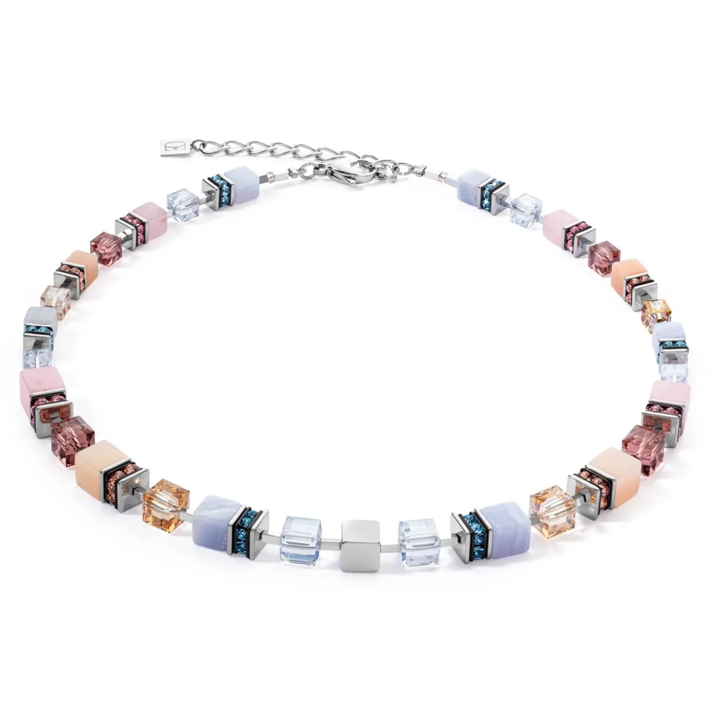 COEUR DE LION Geocube® Halsketten-Geocube® Kostbare Statement-Halskette Silber-Pastell