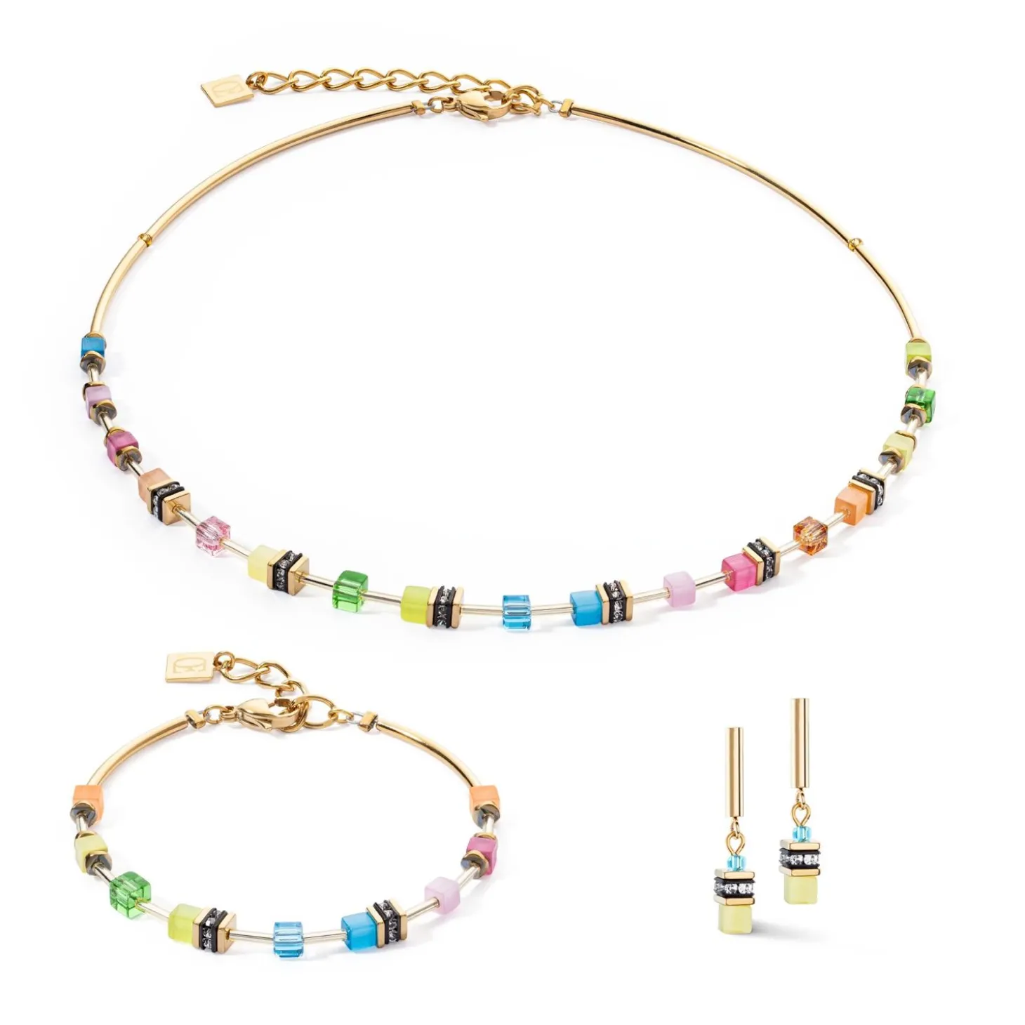 COEUR DE LION Ohrstecker-Geocube® Lite Mini Ohrringe Regenbogen