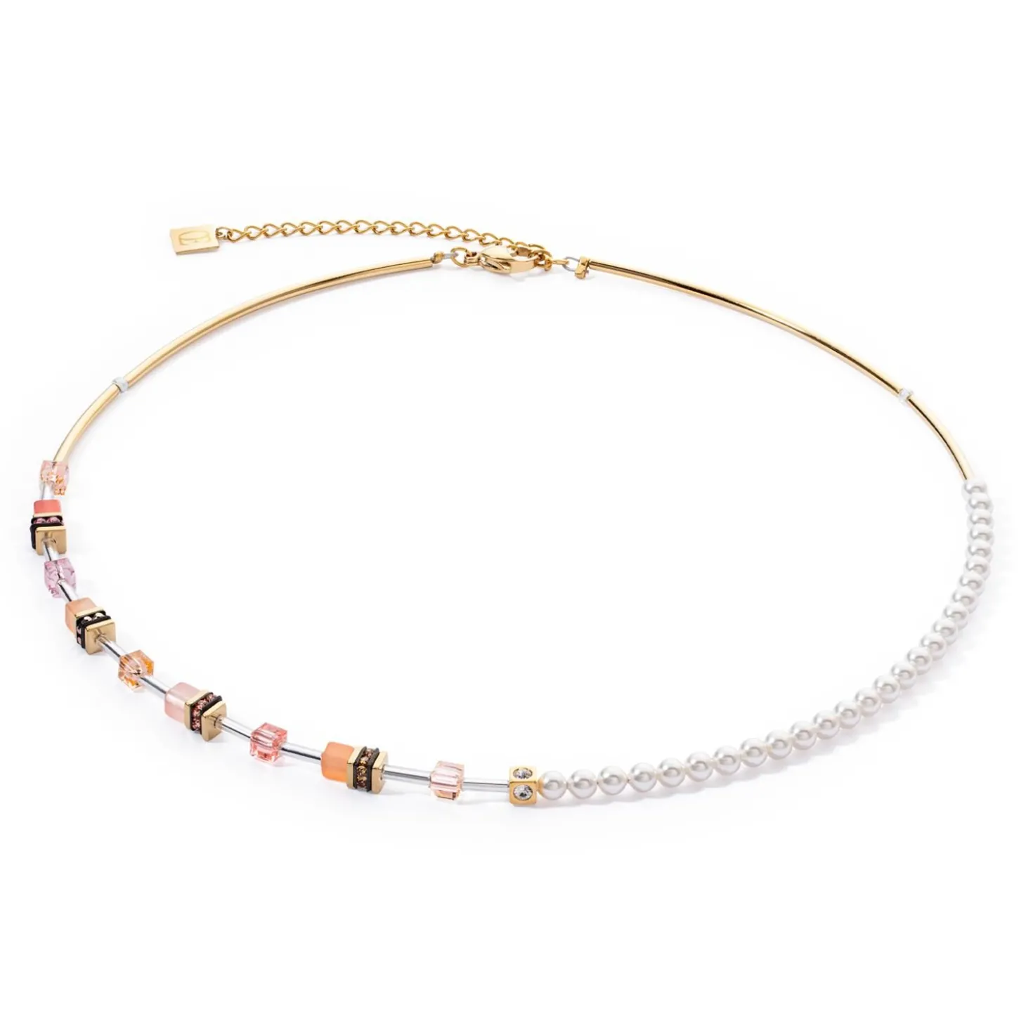 COEUR DE LION Geocube® Halsketten-Geocube® Mini Fusion Pearls Halskette Apricot Crush