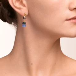 COEUR DE LION Ohrhänger-Geocube® Ohrringe Blau-Gold