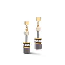 COEUR DE LION Ohrhänger-Geocube® Ohrringe Grau-Gold
